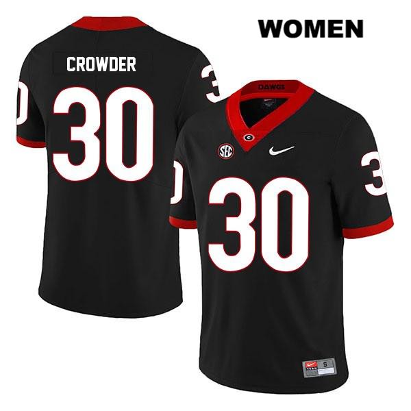 Georgia Bulldogs Women's Tae Crowder #30 NCAA Legend Authentic Black Nike Stitched College Football Jersey UKE0456FP